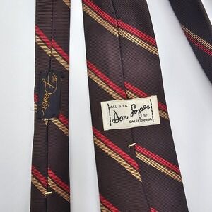 Vintage Don Soper of California Silk Tie Brown Red Gold Striped Dragon...‎